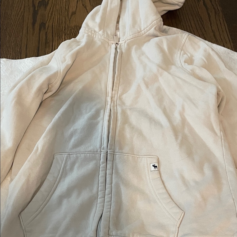 Abercrombie Kids Off-White Zip-Up Hoodie